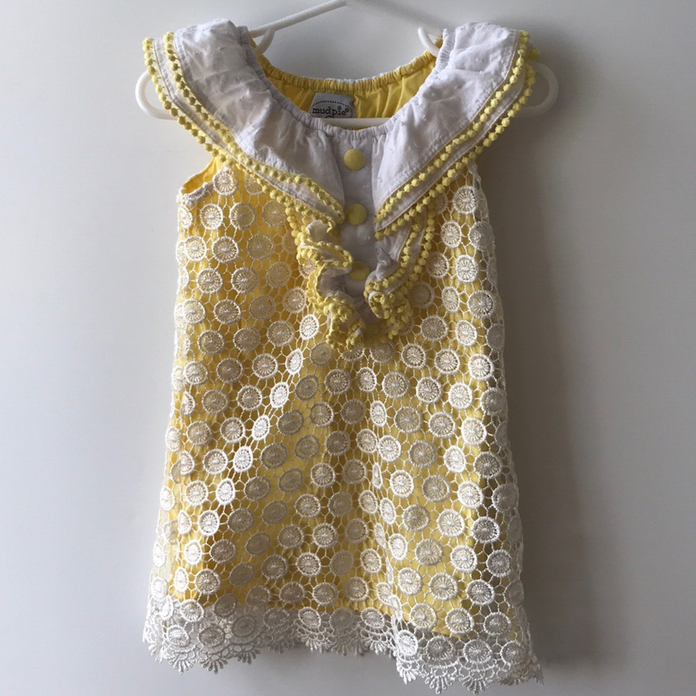 MudPie yellow lace collar dress
